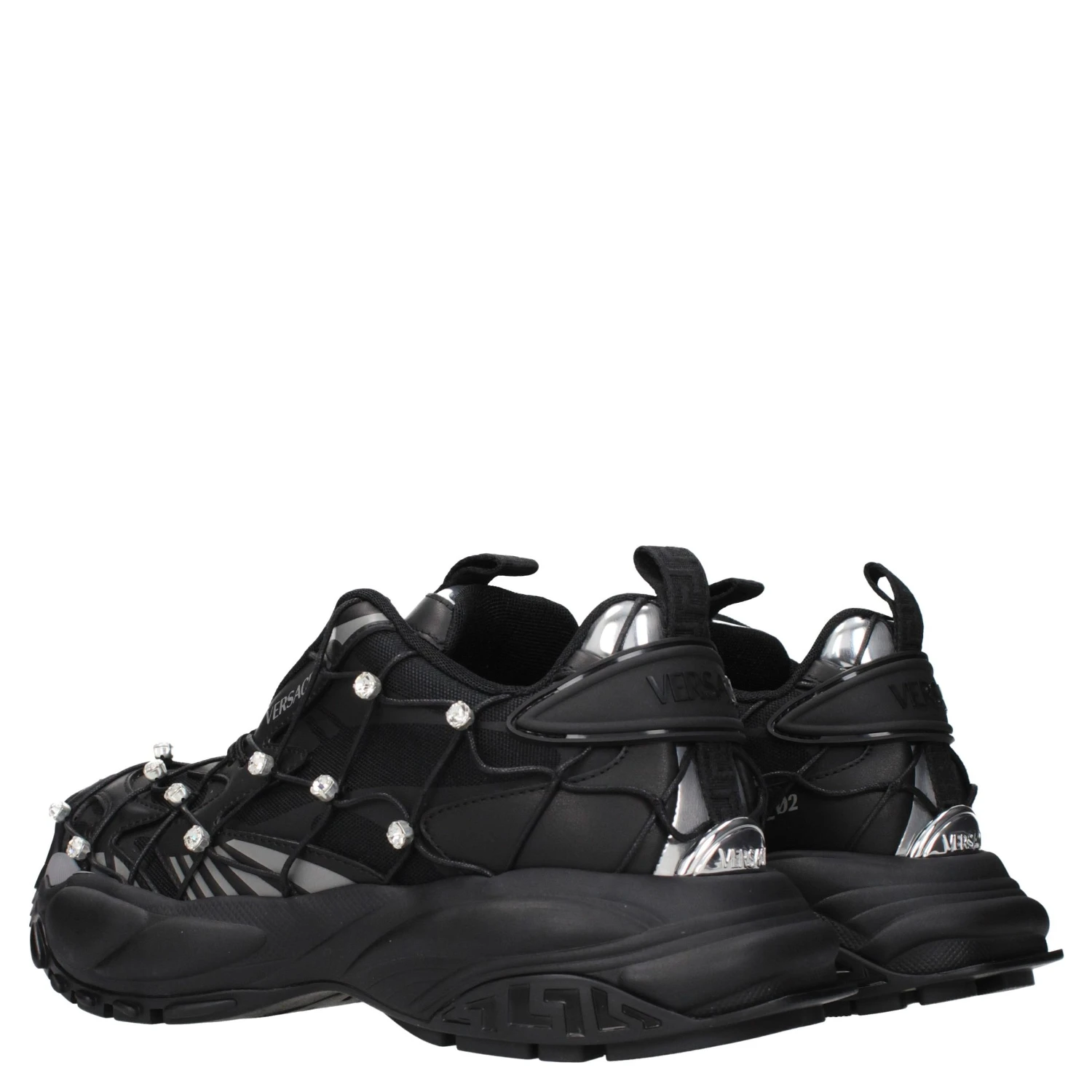 Black Fabric Chunky Sneakers