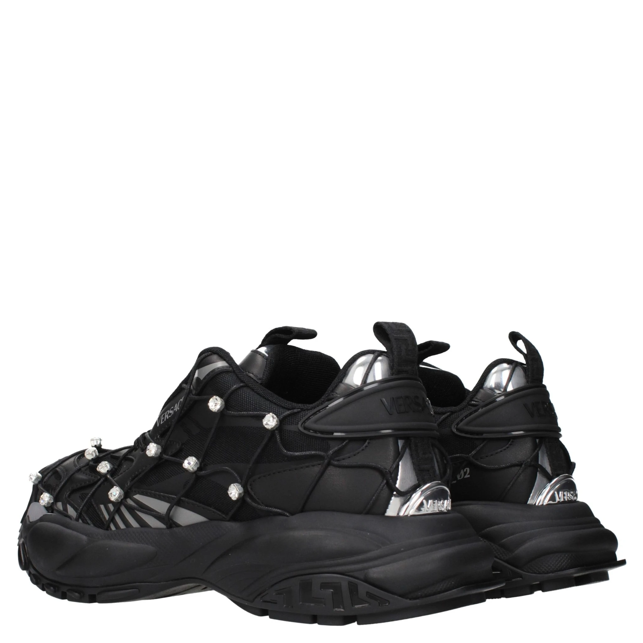 Black Fabric Chunky Sneakers