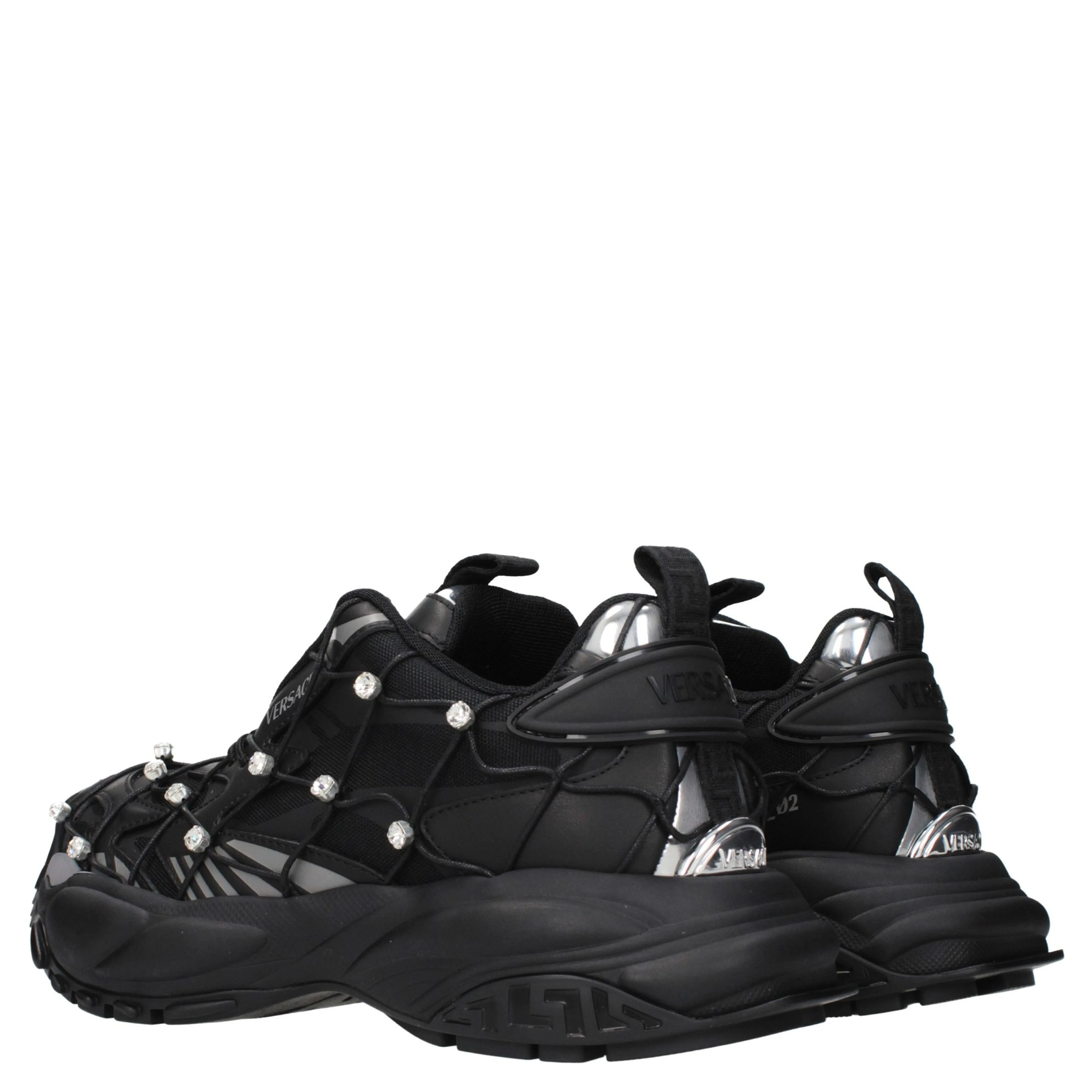 Black Fabric Chunky Sneakers
