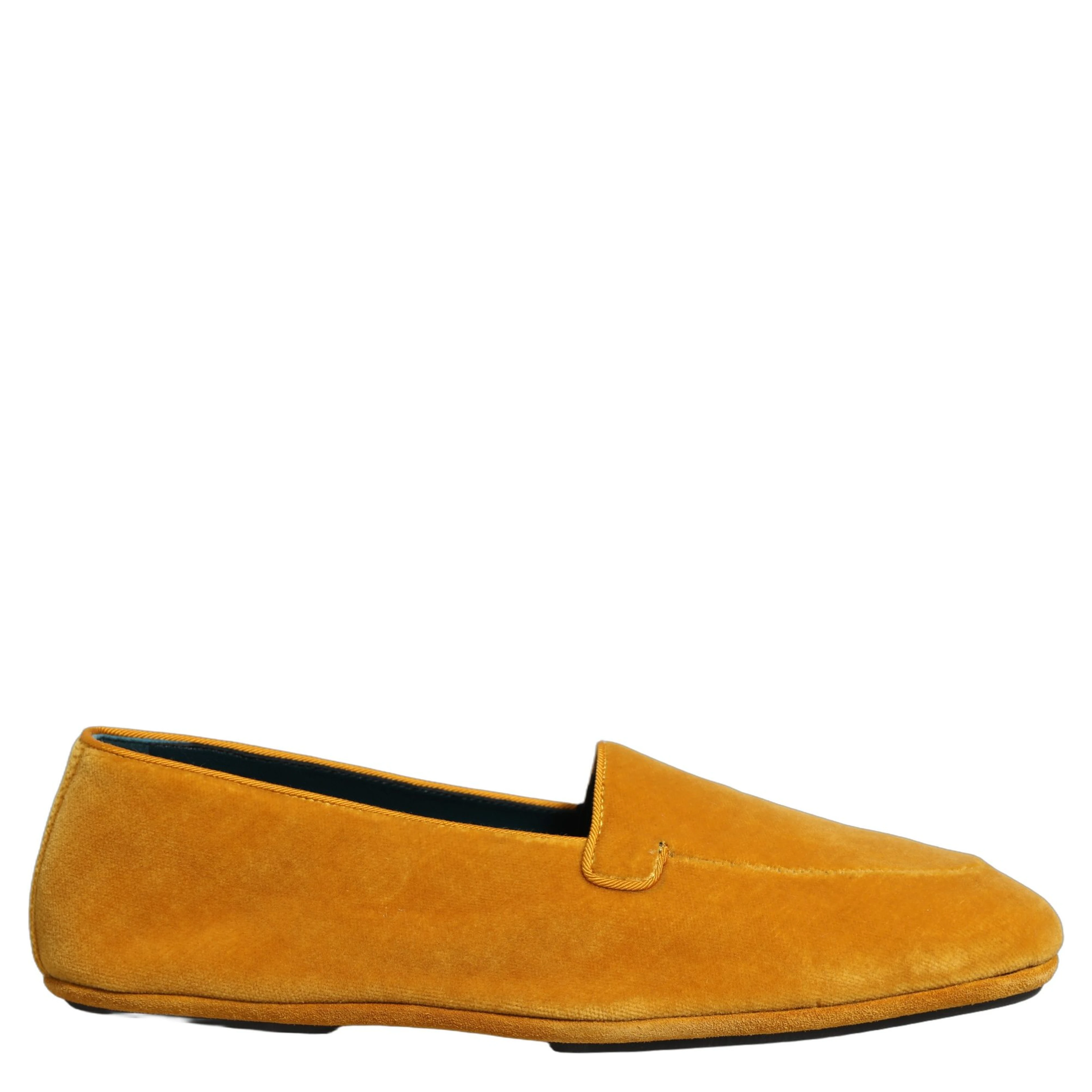 Yellow Velvet Slip On Men Dress Loafers Shoes