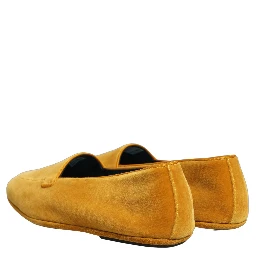 Yellow Velvet Slip On Men Dress Loafers Shoes