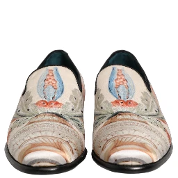 White Floral Vase Slip On Dress Loafers Shoes