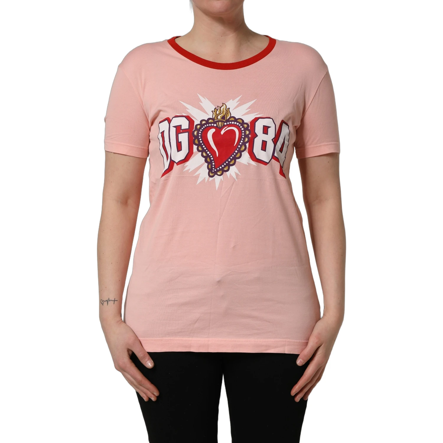 Pink Graphic Print Cotton Crew Neck T-shirt