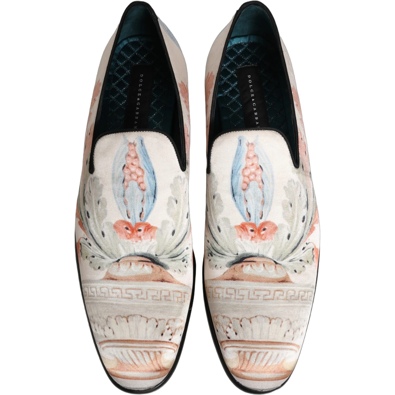White Floral Vase Slip On Dress Loafers Shoes