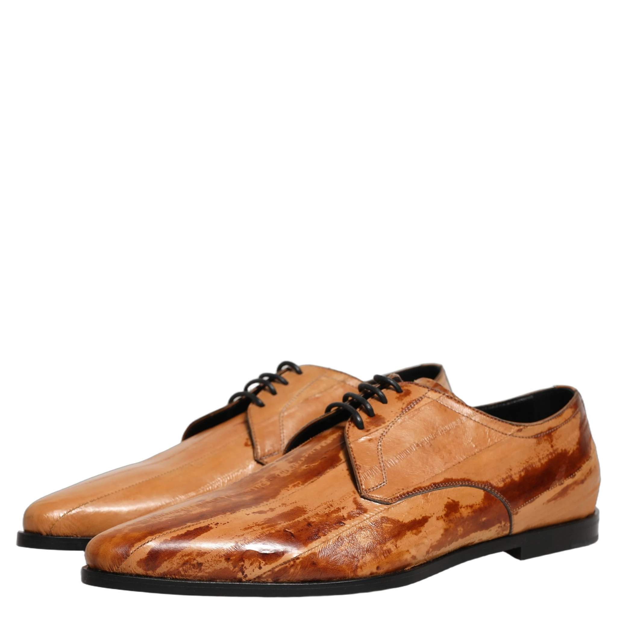 Brown Leather Lace Up Men Derby Dress Shoes