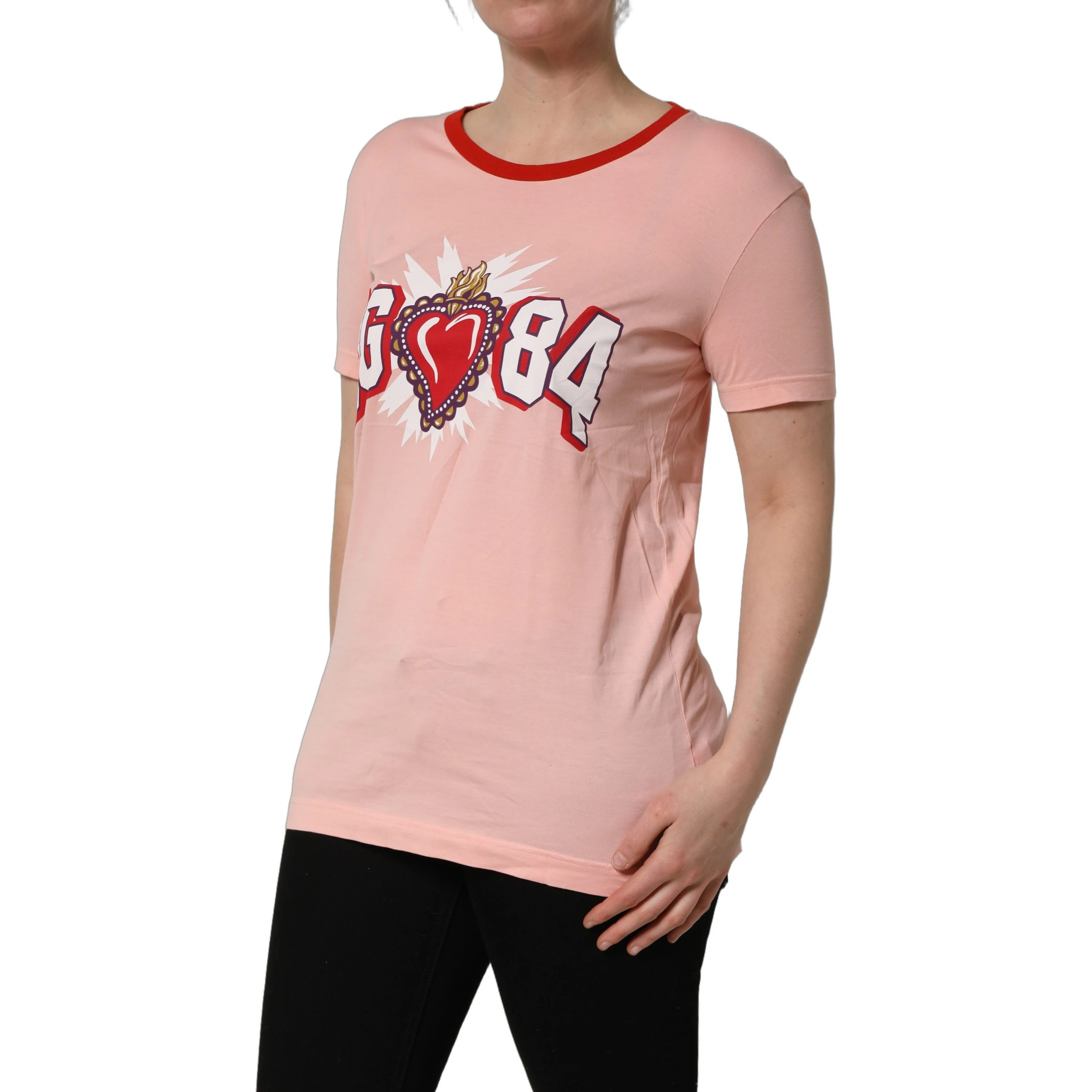 Pink Graphic Print Cotton Crew Neck T-shirt