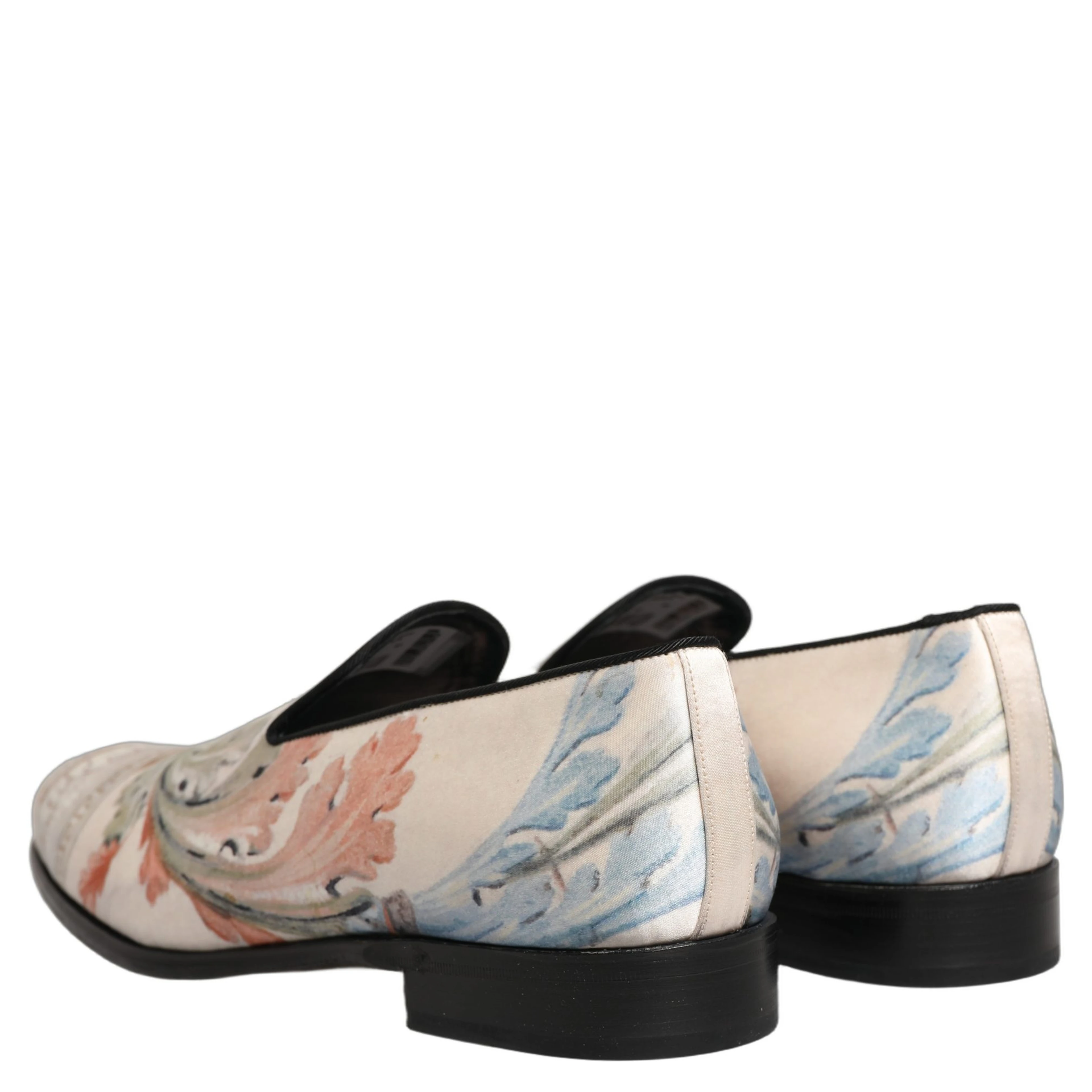 White Floral Vase Slip On Dress Loafers Shoes