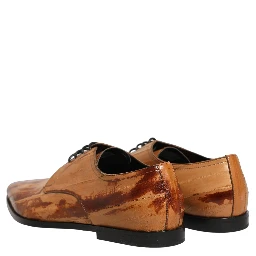 Brown Leather Lace Up Men Derby Dress Shoes