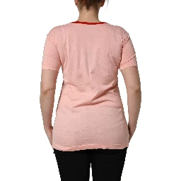 Pink Graphic Print Cotton Crew Neck T-shirt