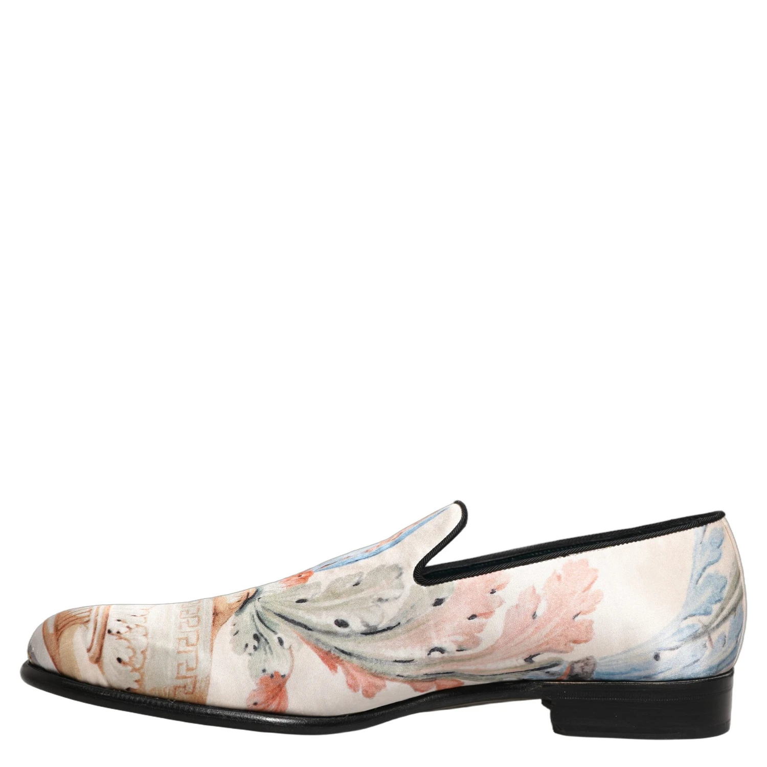 White Floral Vase Slip On Dress Loafers Shoes