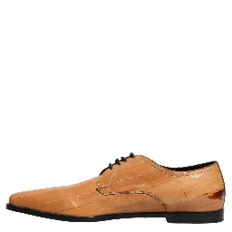 Brown Leather Lace Up Men Derby Dress Shoes