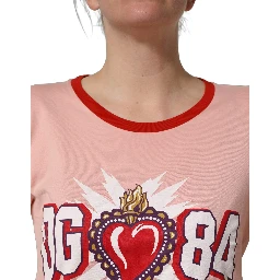 Pink Graphic Print Cotton Crew Neck T-shirt