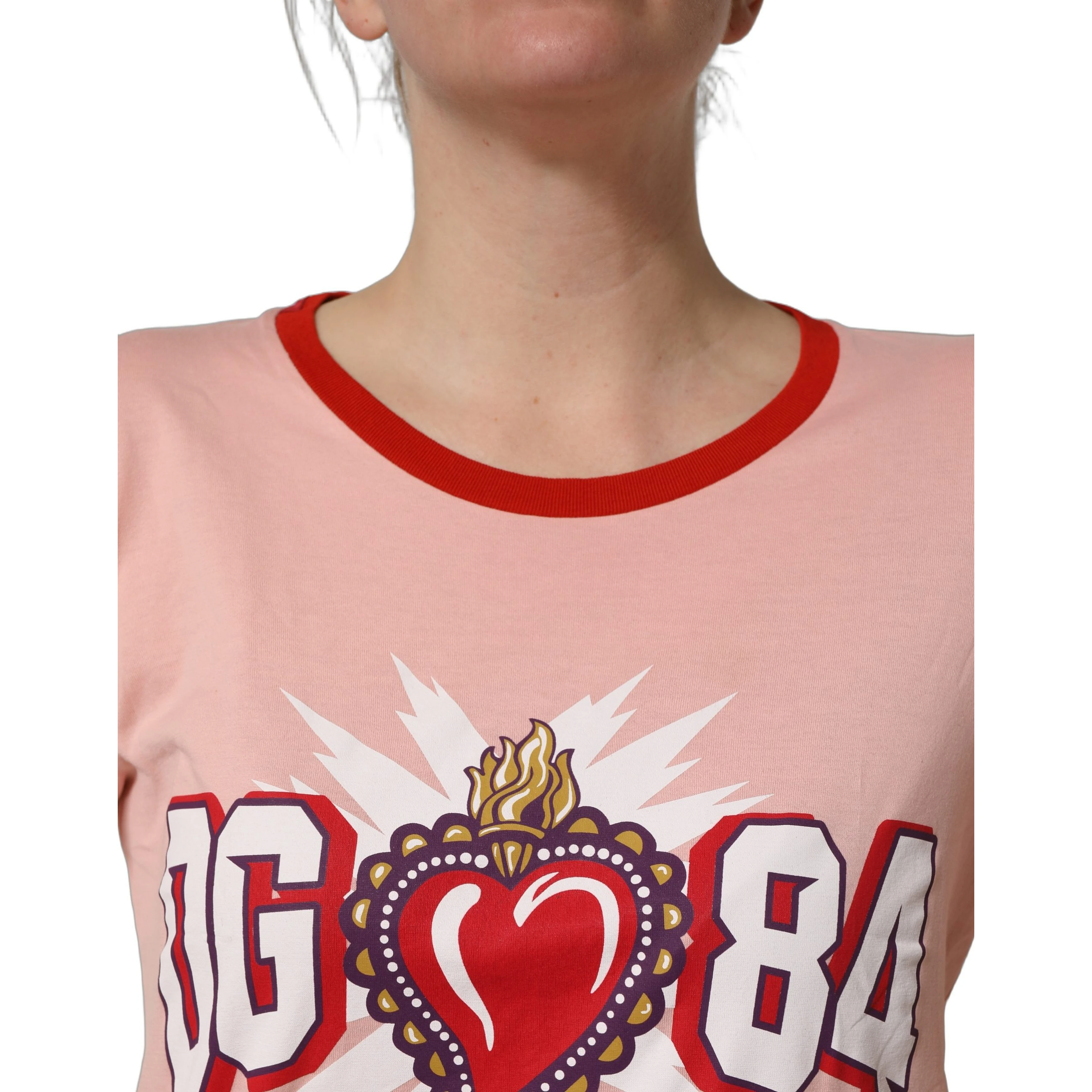 Pink Graphic Print Cotton Crew Neck T-shirt