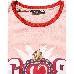 Pink Graphic Print Cotton Crew Neck T-shirt