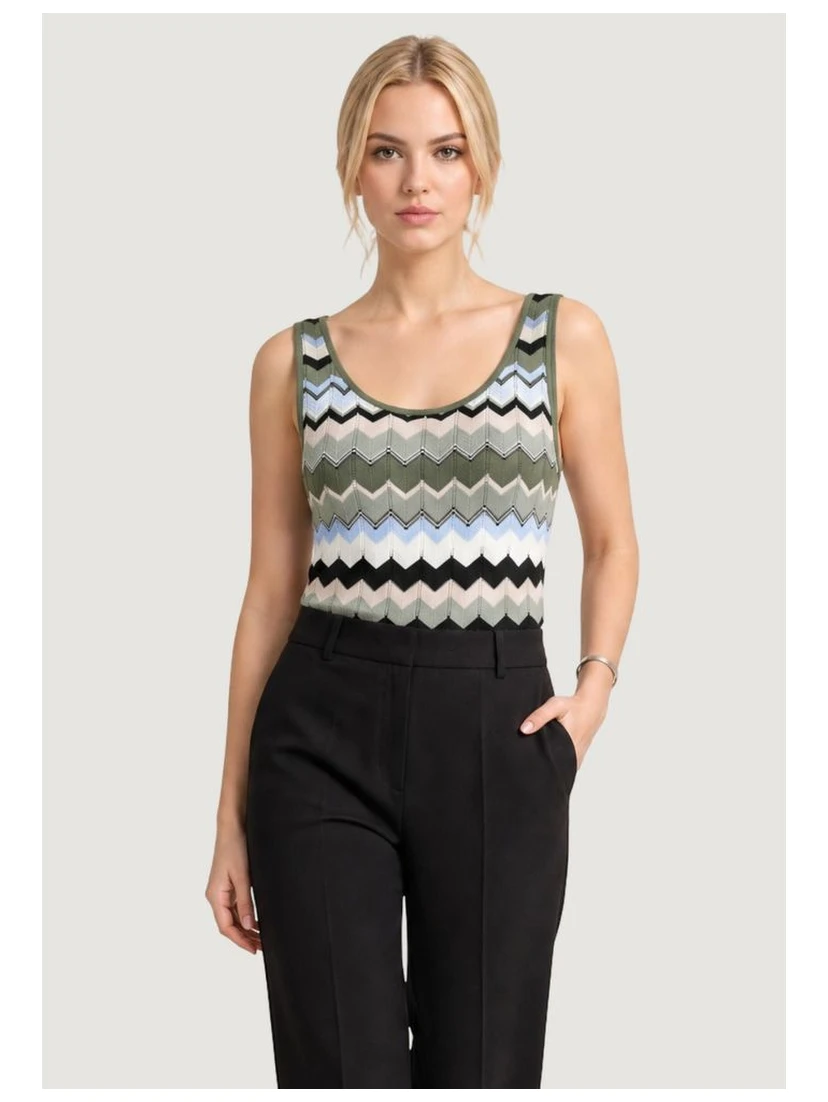 Green Marabou Tank Tops