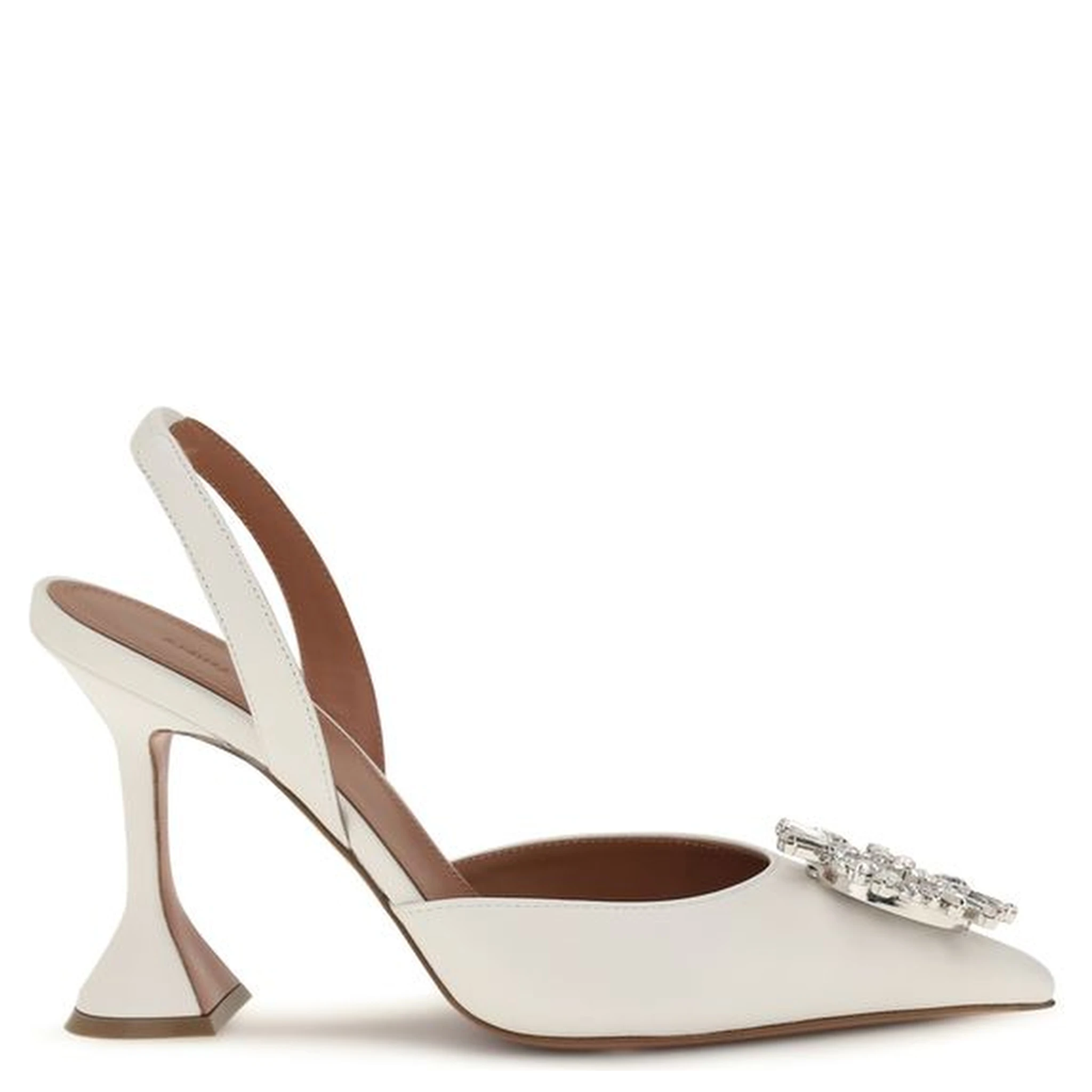 White Calf Leather Bos Taurus High Heel Pumps