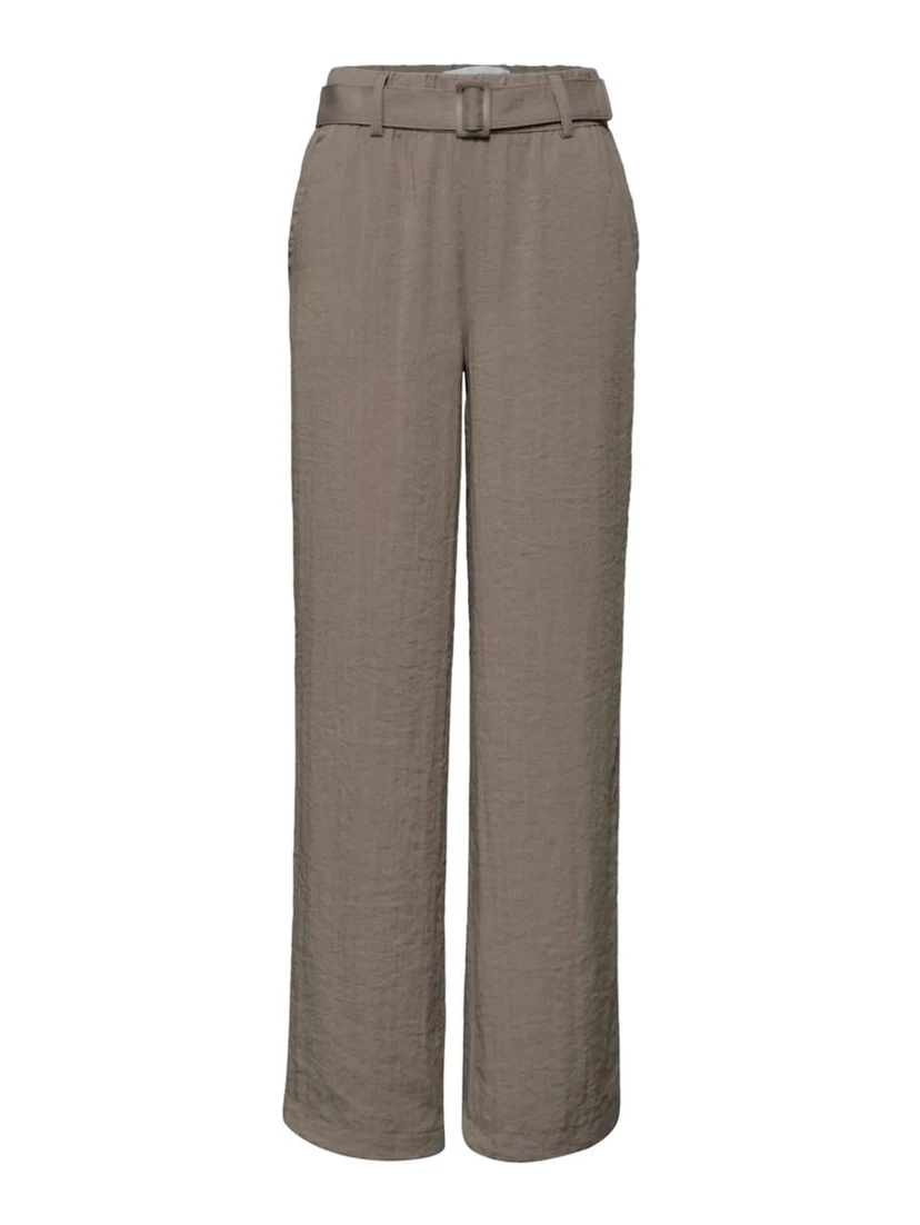 Beige Viscose Casual Pants