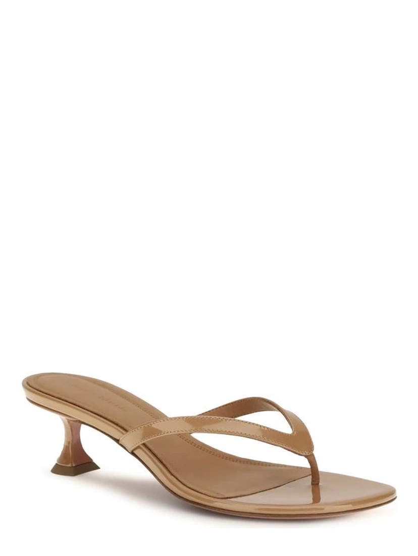 Beige Calf Leather Bos Taurus Flat Sandals