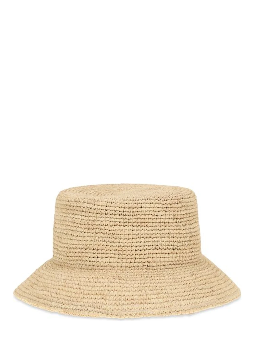 Beige Raffia Bucket Hat