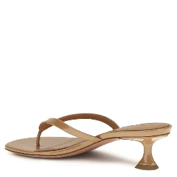 Beige Calf Leather Bos Taurus Flat Sandals
