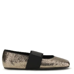 Gold Calf Leather Bos Taurus Ballet Flats