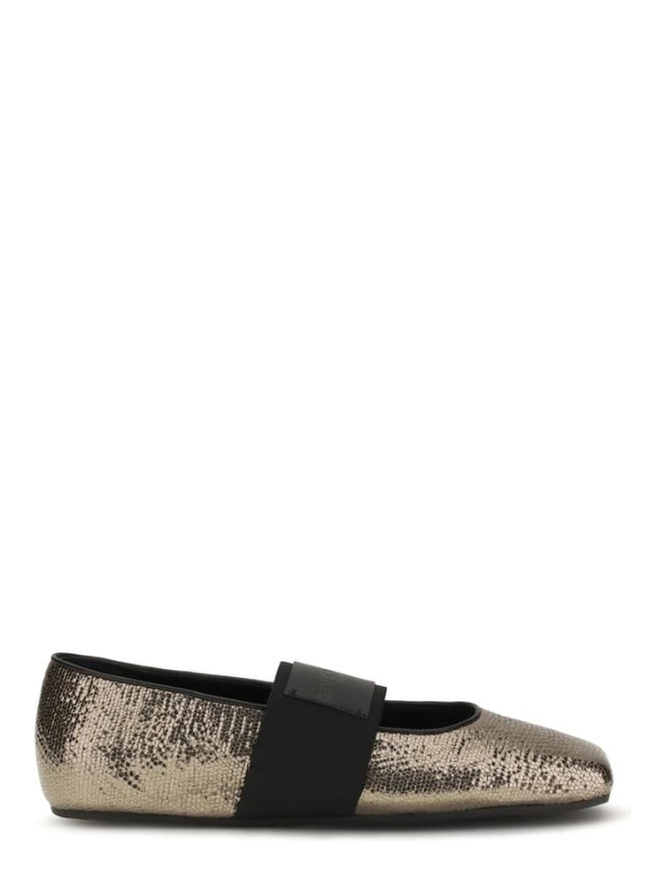 Gold Calf Leather Bos Taurus Ballet Flats