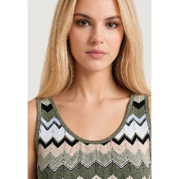 Green Marabou Tank Tops