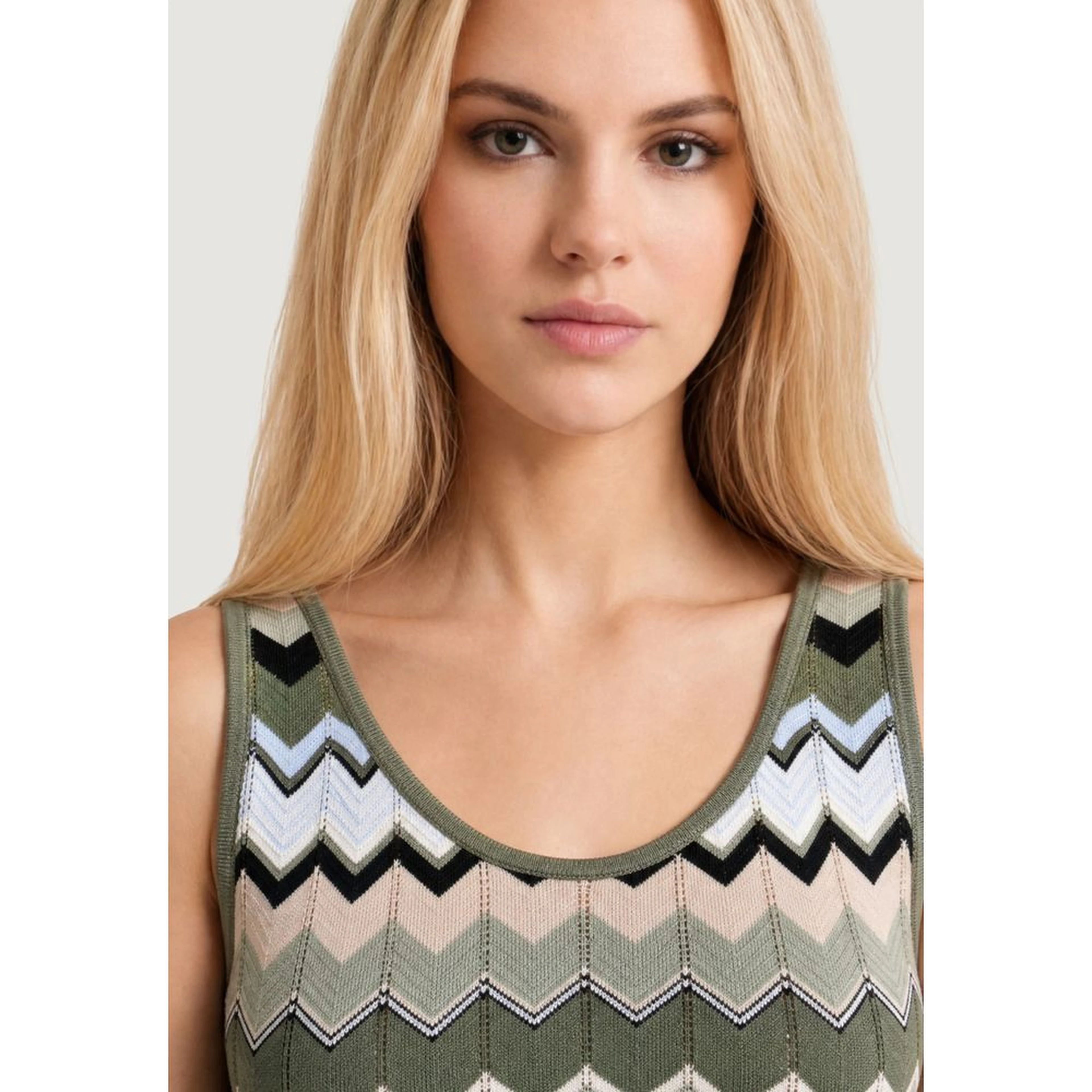 Green Marabou Tank Tops