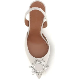 White Calf Leather Bos Taurus High Heel Pumps