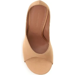Beige Silk Platform Pumps