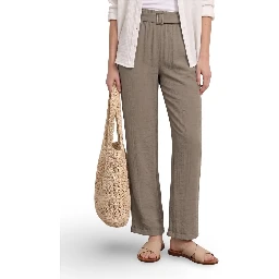 Beige Viscose Casual Pants