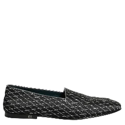 Black Velvet Diamond Stitched Loafers Shoes