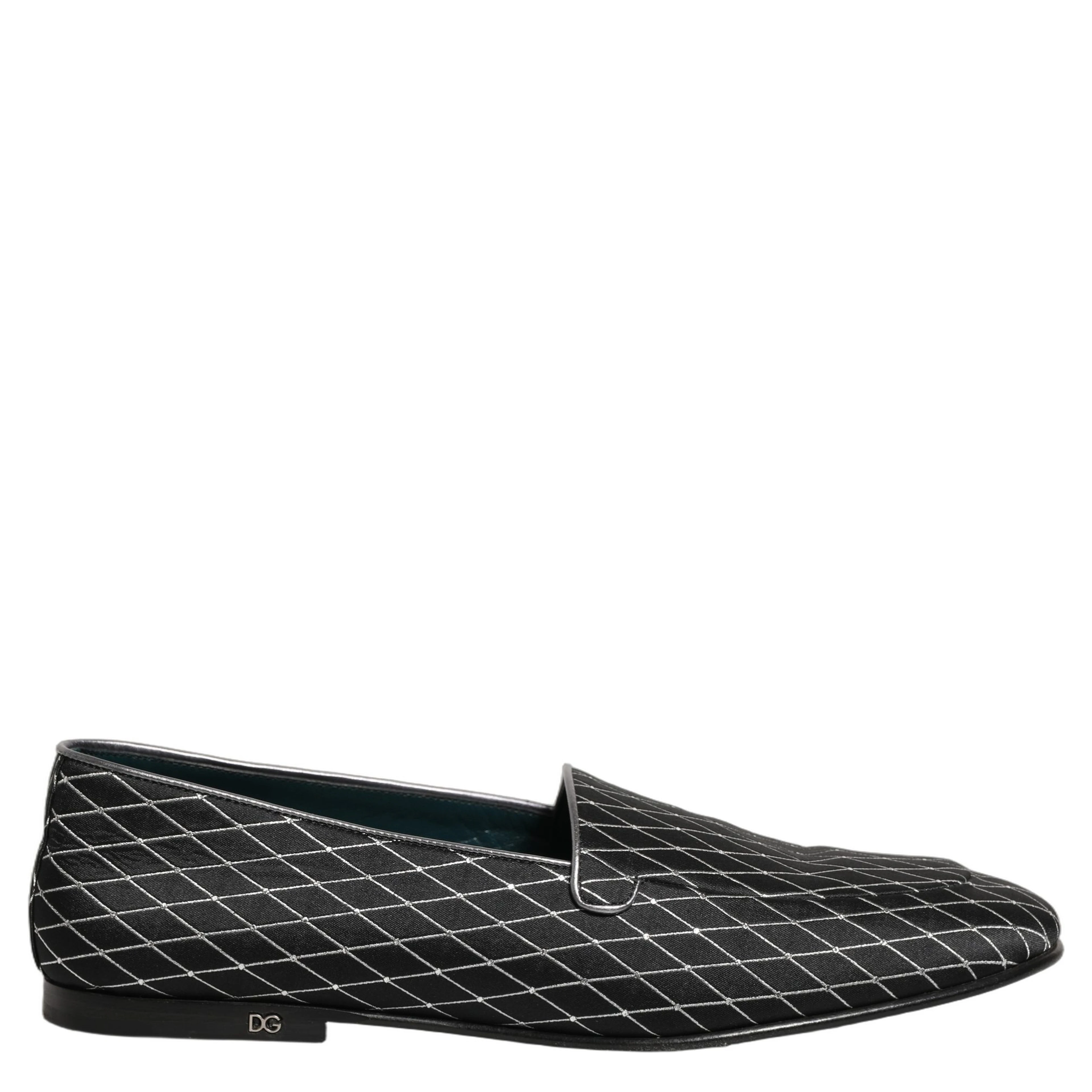 Black Velvet Diamond Stitched Loafers Shoes