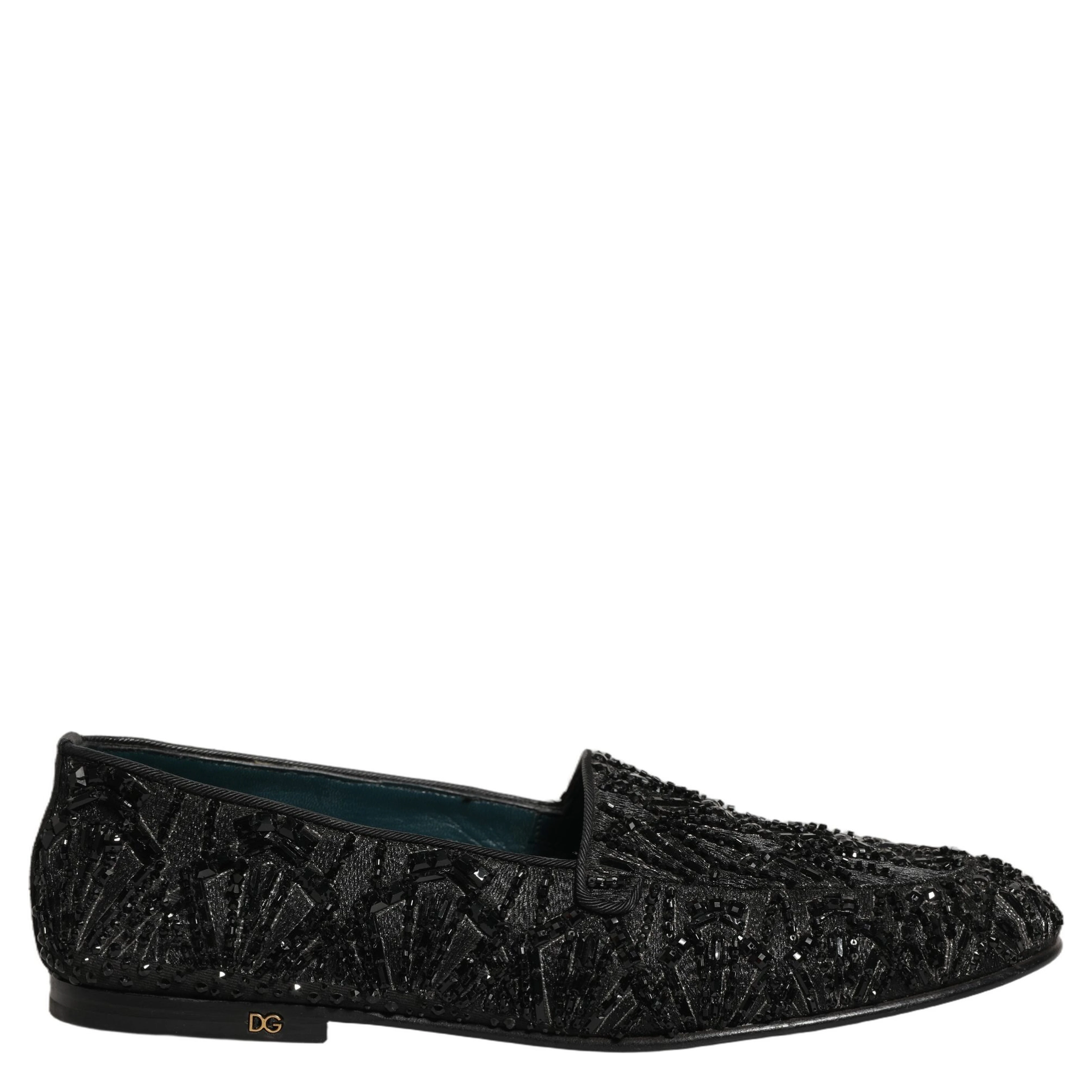 Black Velvet Embroidered Dress Loafers Shoes