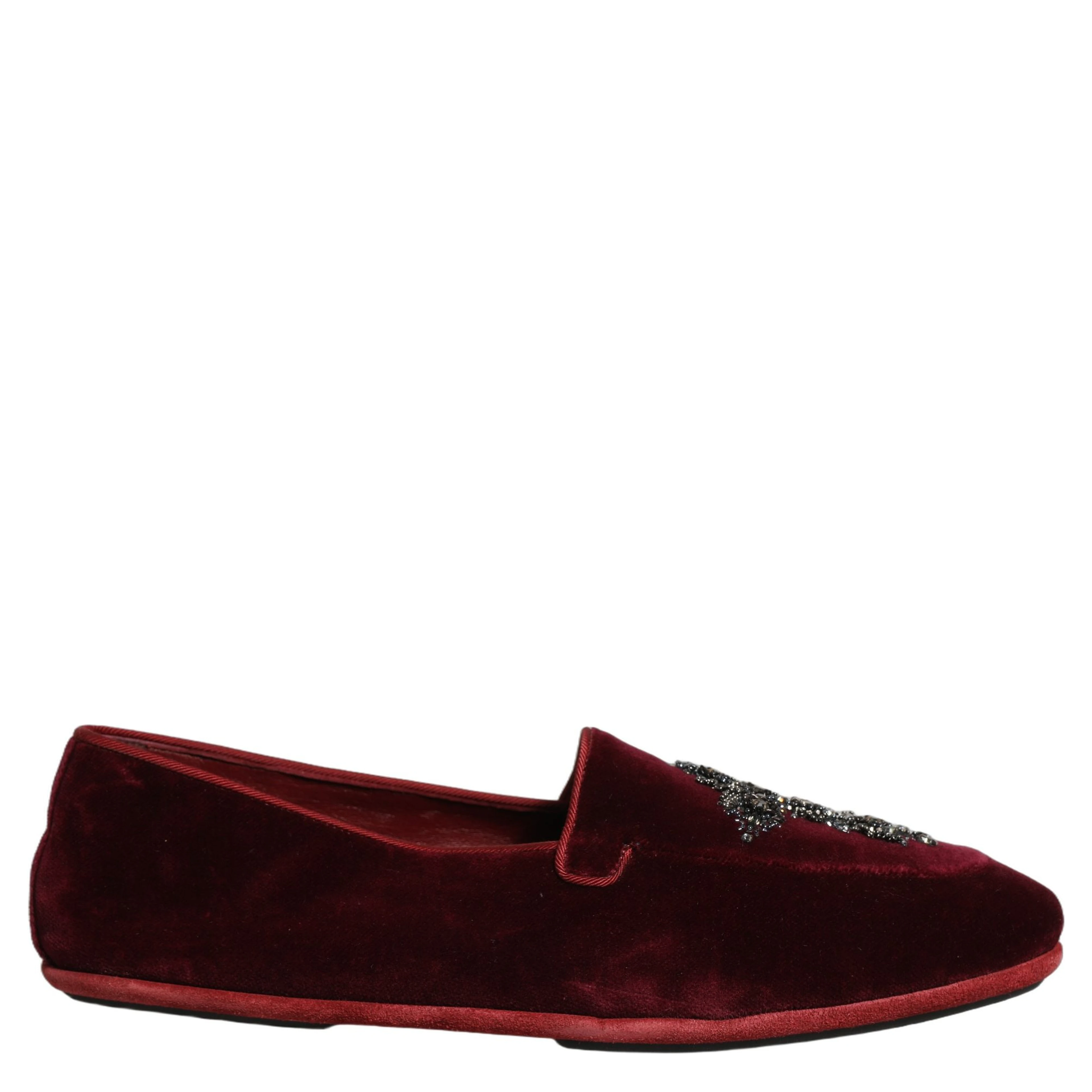 Red Suede Embellished Men Dress Loafers Shoes