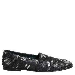 Black Leaf Embroidery Dress Men Loafers Shoes