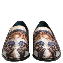 Multicolor Fruit Print Velvet Loafers Shoes