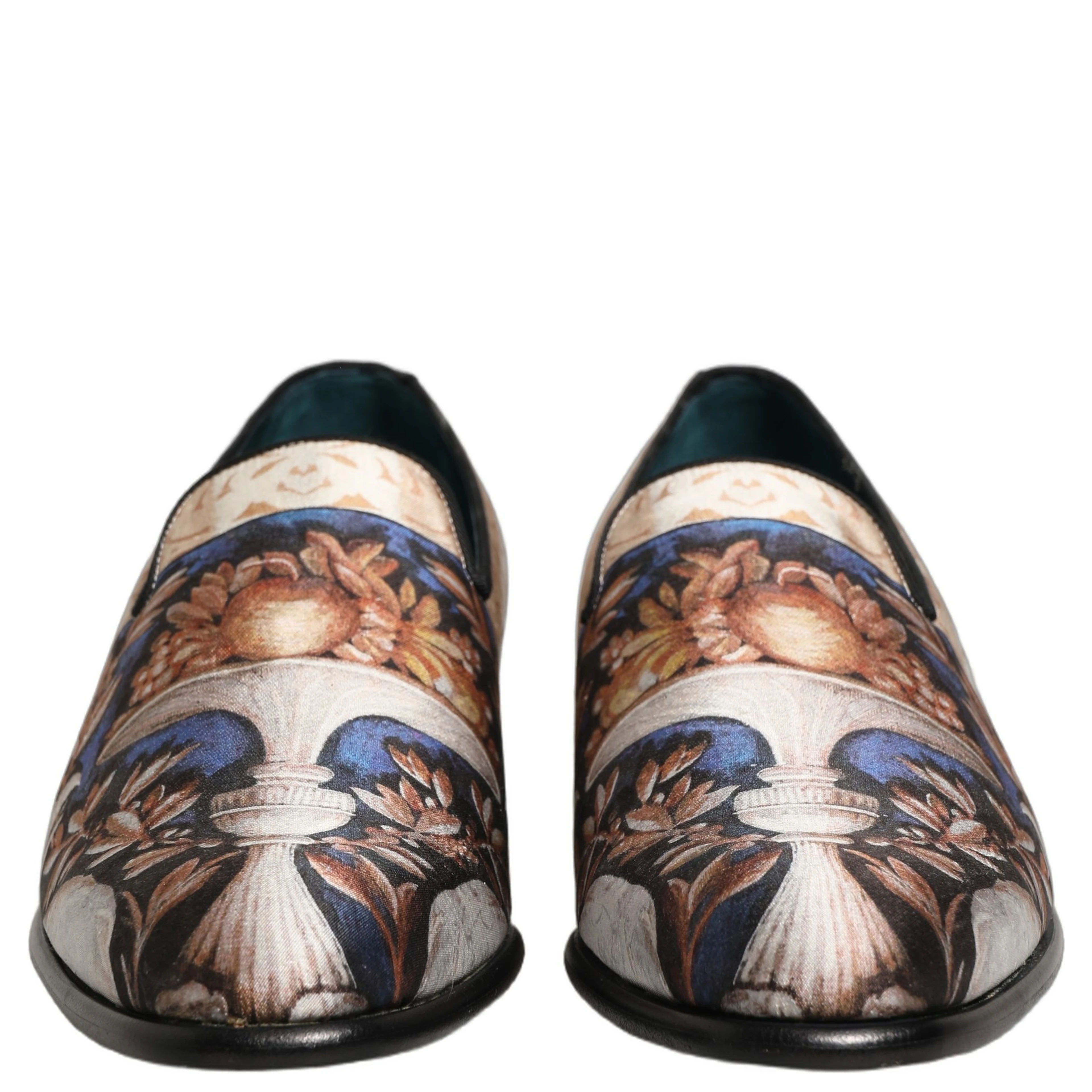 Multicolor Fruit Print Velvet Loafers Shoes