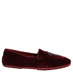 Red Suede Embellished Men Dress Loafers Shoes
