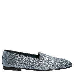 Blue Glitter Lurex DG Logo Dress Loafers Shoes