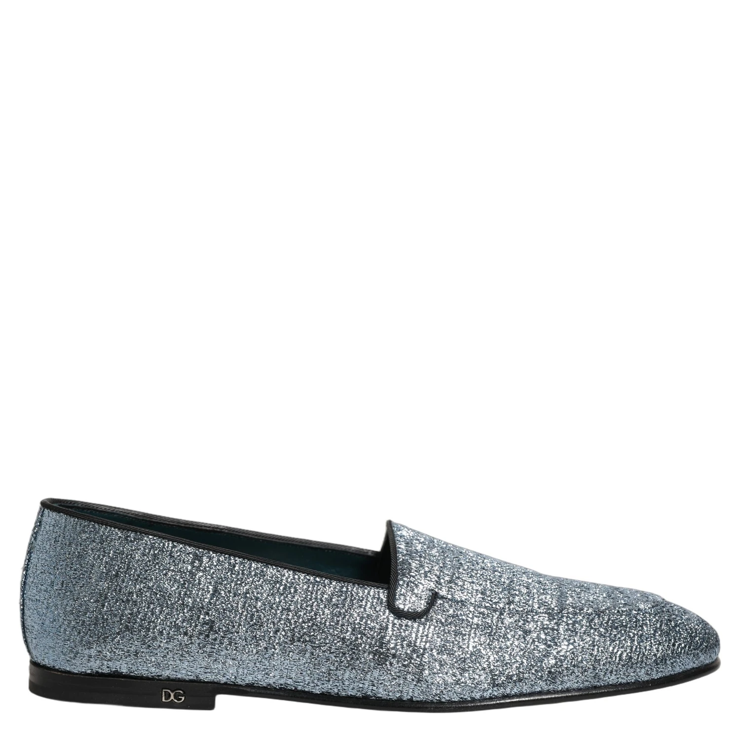 Blue Glitter Lurex DG Logo Dress Loafers Shoes