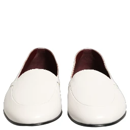 White Leather Logo Slip On Men Loafers Shoes