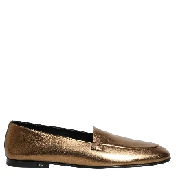 Gold Leather DG Logo Slip On Men Loafers Shoes