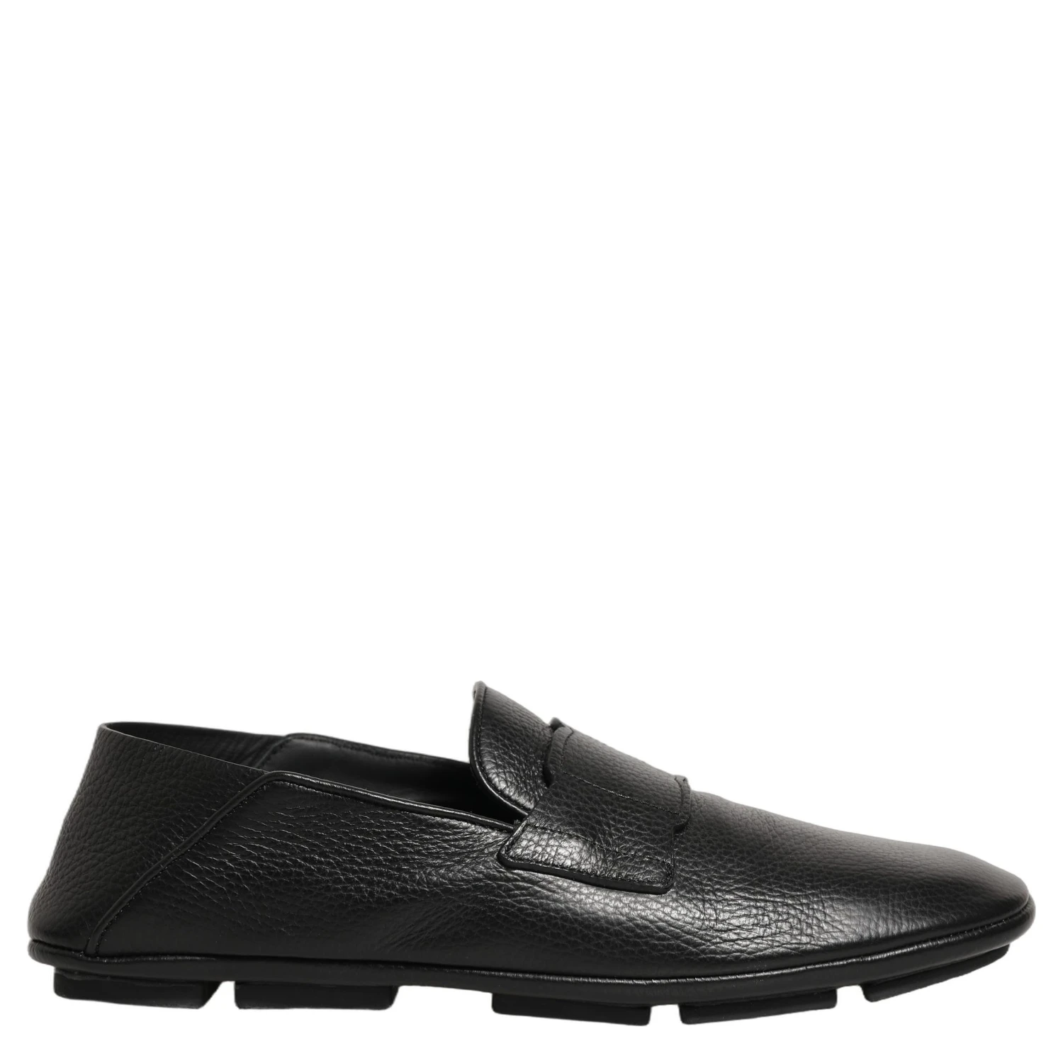 Black Deerskin Leather Driver Loafers Shoes
