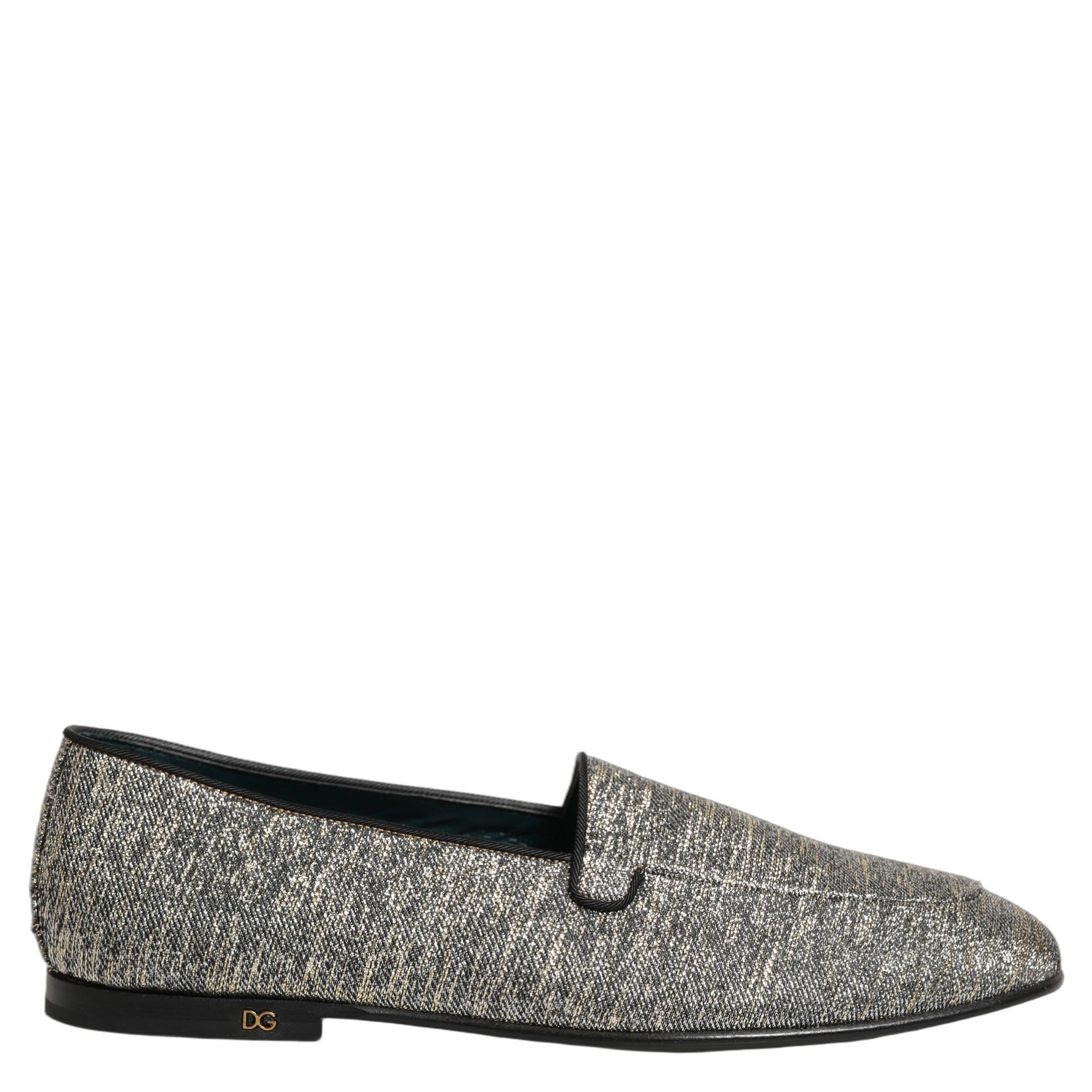 Gray Glitter Lurex DG Logo Dress Loafers Shoes