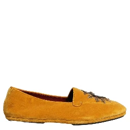 Yellow Velvet DG Heart Loafers Flats Shoes