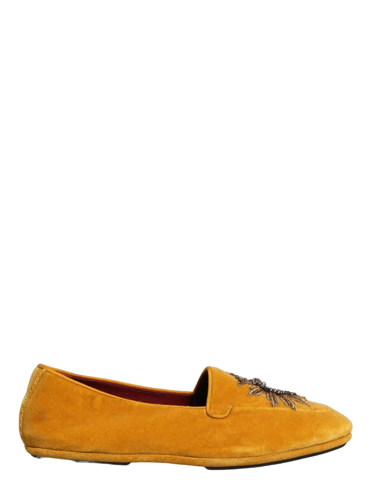 Yellow Velvet DG Heart Loafers Flats Shoes