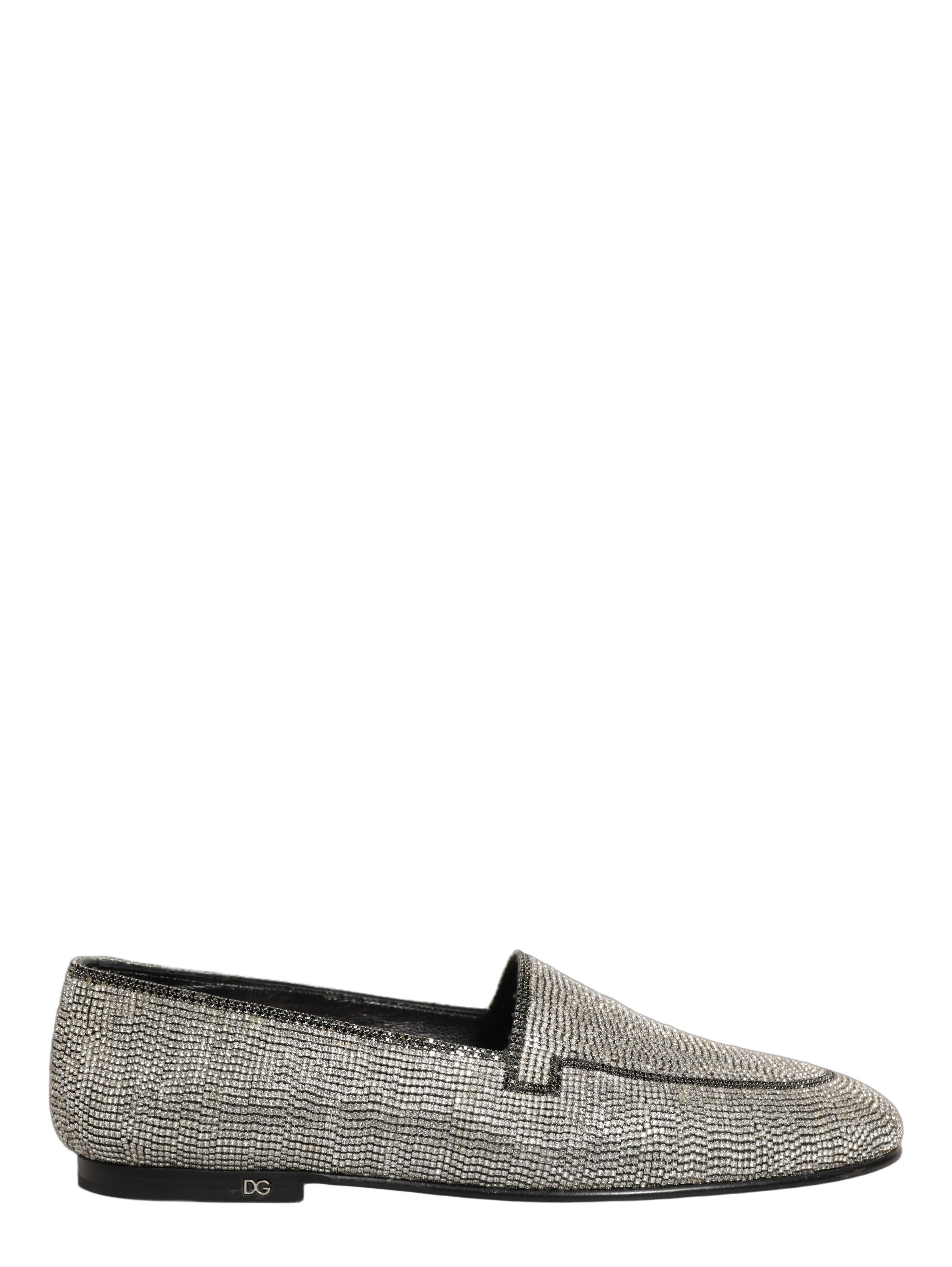 Silver Crystal Embellished Men Loafers Shoes