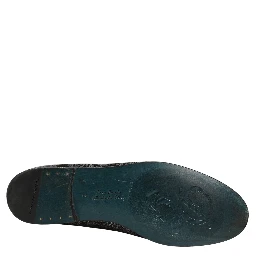 Silver Jacquard Leather Slip On Loafers Shoes
