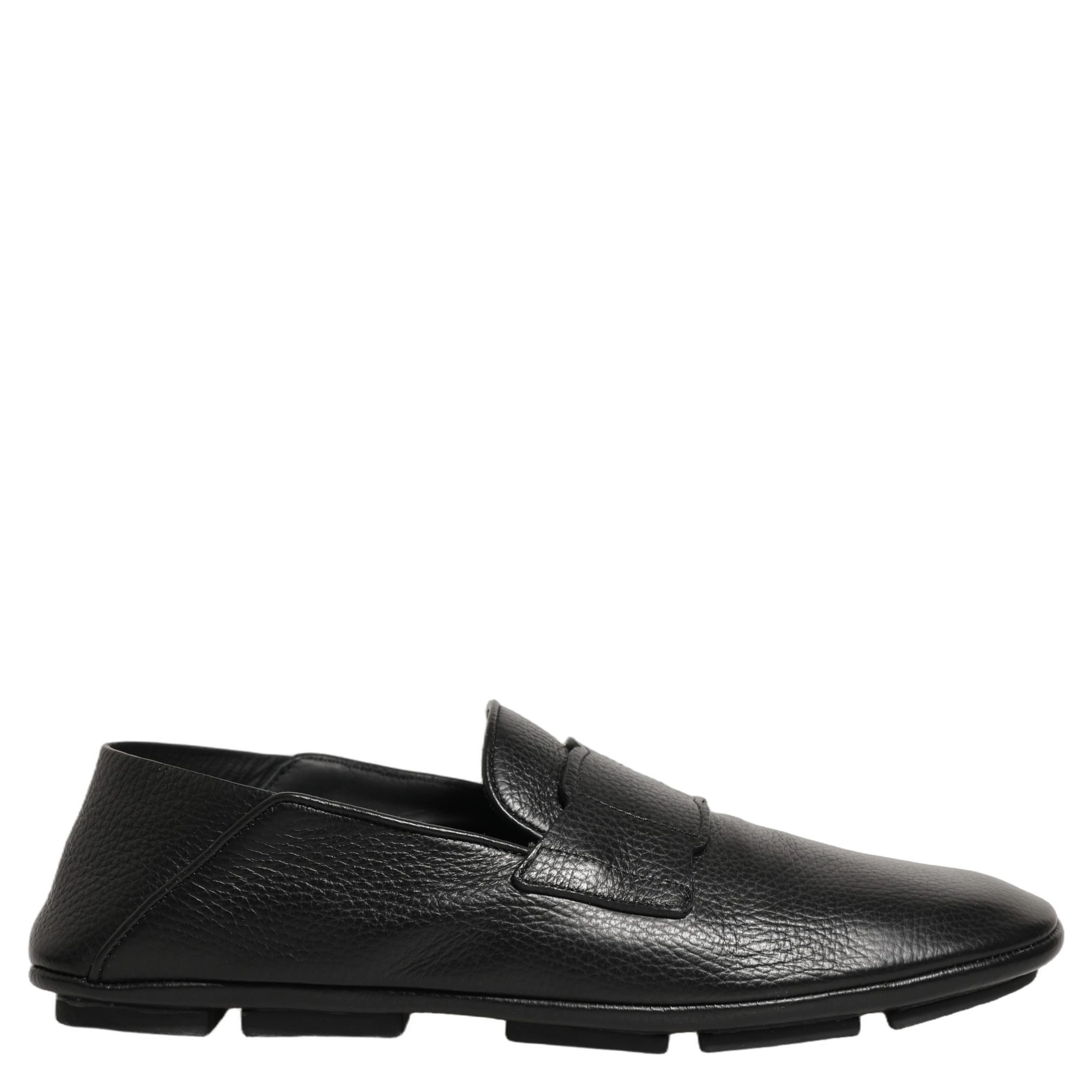 Black Deerskin Leather Driver Loafers Shoes